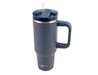 Oasis Commuter 1.2L Vacuum Travel Tumbler - A drink bottle with a navy blue finish, featuring a handle and a straw, and includes a logo.