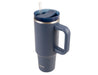 Oasis Commuter 1.2L Vacuum Travel Tumbler - A drink bottle featuring a navy blue design, a handle, and a straw, with a logo on the side.