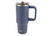 Oasis Commuter 1.2L Vacuum Travel Tumbler - A drink bottle featuring a navy blue body, silver rim, and a sturdy handle, with a logo on the front.