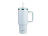 Oasis Commuter 1.2L Vacuum Travel Tumbler - A drink bottle in light blue with a handle and straw, featuring a silver accent and a logo.