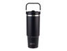 Oasis Voyager 900ml Vacuum Carry Tumbler - A drink bottle designed as a 900ml vacuum carry tumbler in matte black with a handle and a silver band.
