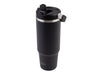 Oasis Voyager 900ml Vacuum Carry Tumbler - A drink bottle in matte black with a silver band and a clear flip-top lid. It features a logo.