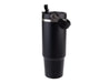 Oasis Voyager 900ml Vacuum Carry Tumbler - A drink bottle featuring a sleek black design with a silver band and a carrying handle, complete with a lid.