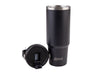 Oasis Voyager 900ml Vacuum Carry Tumbler - A drink bottle in matte black with a stainless steel lid and a removable drinking straw. It features a logo.