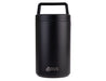 Oasis 700ml Vacuum Food Flask with Spoon - A drink bottle with a sleek black exterior, featuring a handle and an attached spoon. Branding is present.