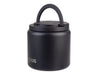 Oasis S/S D/Wall Ins. Food Flask W/ Quick Release Lid & Spork 700ml - A food flask in matte black with a quick-release lid and a handle, featuring a spork included.