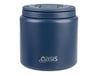 Oasis S/S D/Wall Ins. Food Flask W/ Quick Release Lid & Spork 700ml - A drink bottle with a dark blue finish, featuring a quick release lid and a spork, designed for food storage.