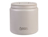 Oasis S/S D/Wall Ins. Food Flask W/ Quick Release Lid & Spork 700ml - A food flask with a quick-release lid and spork, in a light beige colour, featuring a logo.