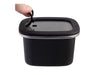 Oasis Microwave Safe Rectangular S/S Container 500ml - A black rectangular stainless steel container with a transparent lid and a handle on top.