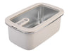 Oasis Microwave Safe Rectangular S/S Container 1.1L - A rectangular microwave-safe container with a stainless steel interior and a cream-coloured exterior, featuring a lid.