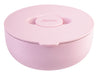 Oasis 950ml Insulated Fresh'N'Go Lunch Bowl - A pink insulated lunch bowl with a lid, featuring a circular design and a logo on the top.