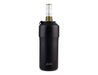 Oasis Insulated Stainless Steel Wine Cooler - A drink bottle in matte black with a lid, designed to hold a wine bottle, featuring a logo.