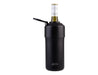 Oasis Insulated Stainless Steel Wine Cooler - A drink bottle in matte black stainless steel with a carry handle and a bottle of wine inside. Features a logo.