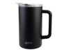 Oasis Ceramic Lined 1.5L Triple Insulated Water Pitcher - A drink bottle featuring a matte black exterior, a clear lid, and a sturdy handle, with a logo on the front.
