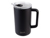 Oasis Ceramic Lined 1.5L Triple Insulated Water Pitcher - A drink bottle with a matte black finish and a clear lid, featuring a handle and a logo.