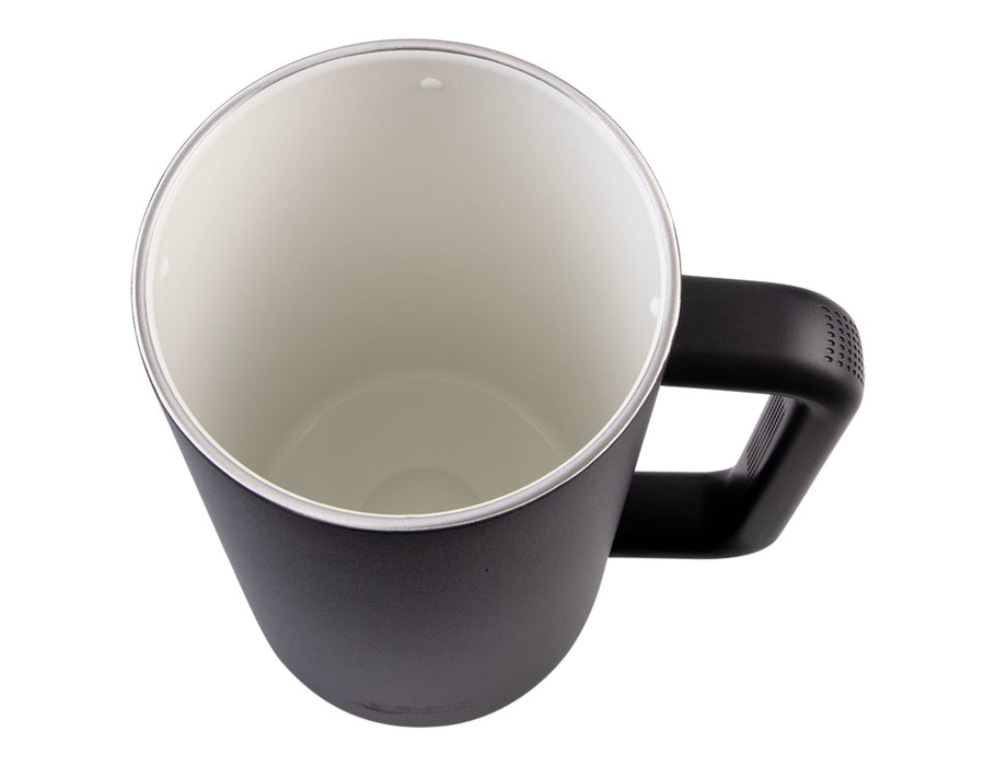 Oasis Ceramic Lined 1.5L Triple Insulated Water Pitcher - A water pitcher with a matte black exterior and a ceramic-lined interior, featuring a handle and a sleek design.