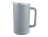 Oasis Ceramic Lined 1.5L Triple Insulated Water Pitcher - A drink bottle with a grey matte finish, featuring a clear lid and a sturdy handle. It includes a branding logo.