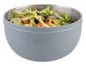 Oasis 2.8L Double Wall Salad Bowl - A double wall salad bowl in light blue, filled with mixed salad greens and vegetables. It features a logo.