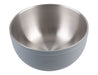 Oasis 2.8L Double Wall Salad Bowl - A double wall salad bowl in light grey with a stainless steel interior, featuring a logo.