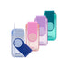Oasis 300ml Kid's Tritan Juice Box - A drink bottle collection featuring four colours: blue, pink, purple, and teal, with a logo on each.