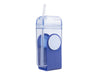 Oasis 300ml Kid's Tritan Juice Box - A drink bottle featuring a transparent body with a blue lid and straw. Includes a logo on the side.