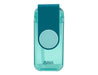 Oasis 300ml Kid's Tritan Juice Box - A drink bottle featuring a teal body with a blue lid and a straw, complete with a logo.