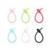 Custom Felt Logo Hanging Tag - A set of six custom felt logo hanging tags in pink, green, red, light blue, white, and black. Each tag features a loop design.