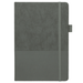 A5 Thermo Notebook w/ Recycled Paper - A5 Thermo Notebook featuring a textured grey cover and a matching elastic closure, made with recycled paper.