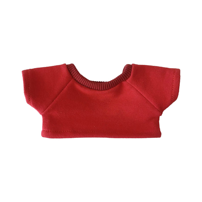 Plush Doll Basic T-Shirt - A red basic t-shirt designed for plush dolls, featuring a round neck and short sleeves.