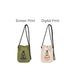 Lightweight Shoulder Phone Bag - A lightweight shoulder phone bag in olive green and cream, featuring adjustable straps and a logo.