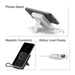 10000mAh Magnetic Wireless  Power Bank with Charging Cable - A white magnetic wireless power bank with a charging cable, phone stand, and battery level display.