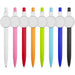 Button Badge Pen - A collection of button badge pens in various colours: white, pink, red, orange, yellow, green, blue, and black, each with a logo.