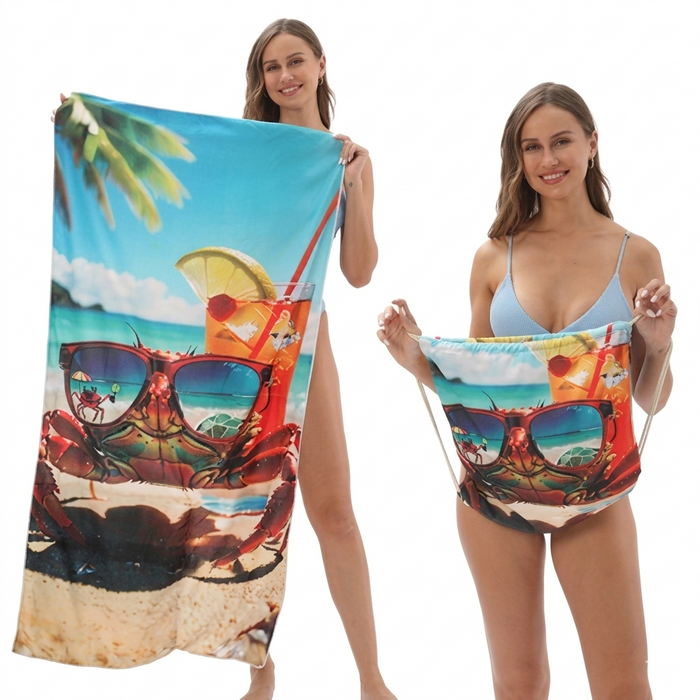 Custom 2-in-1 Beach Towel Backpack