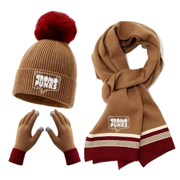Premium Knit Beanie, Scarf & Glove Set