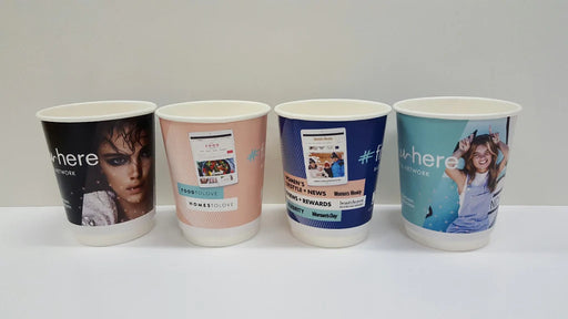 8OZ (237ML) DOUBLE WALL CUSTOM COFFEE CUPS WITH LIDS - Custom Promotional Product