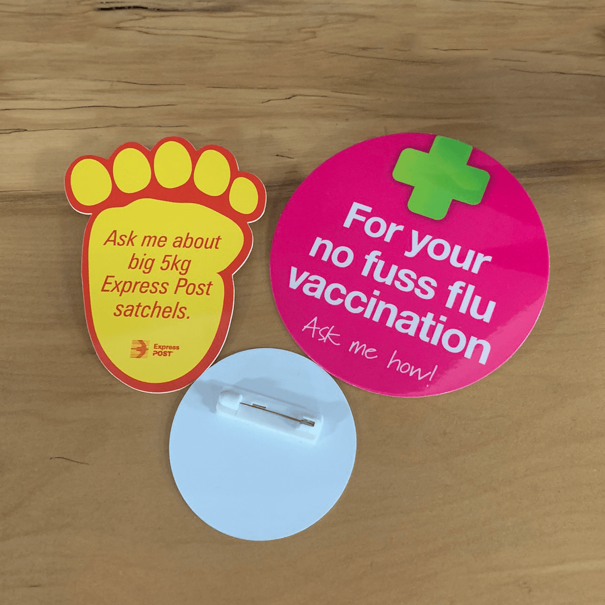 Custom Business Promo Plastic Button Badges - 50 mm | Brandable ...