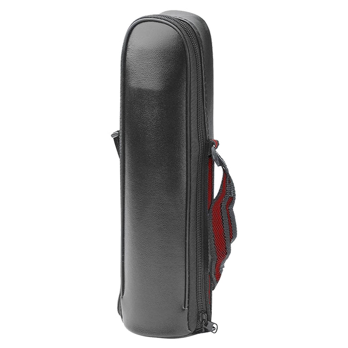 Bullet Flask Silver 750ml - A drink bottle holder in black with a textured finish and a red handle, featuring a zip closure.