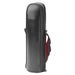 Bullet Flask Silver 750ml - A drink bottle holder in black with a textured finish and a red handle, featuring a zip closure.