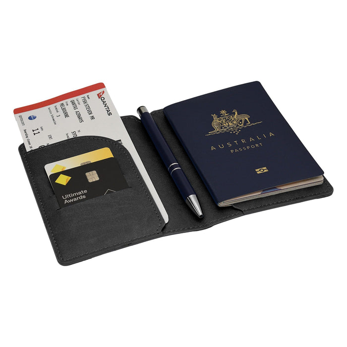 Soft-touch Vegan Leather Passport Wallet - Custom Promotional Product