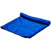 Cooling Towel - A blue cooling towel neatly rolled up, featuring a textured surface and a logo on one end.