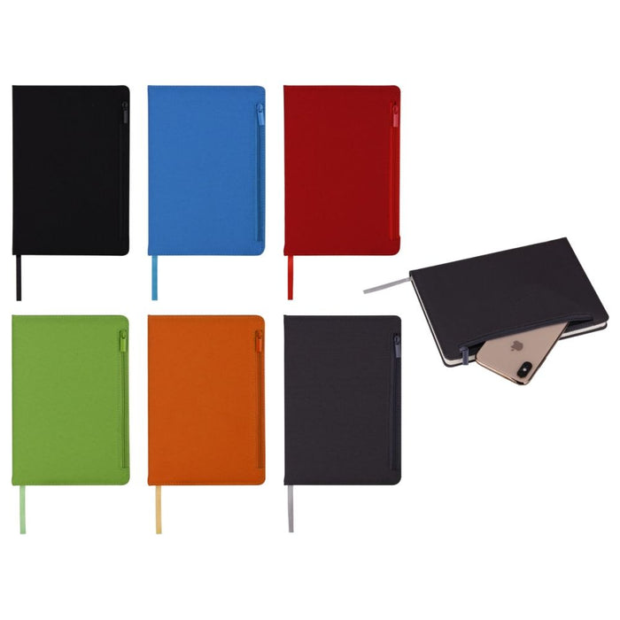 A5 Hard Cover Notebook With Zipper Pocket - Custom Promotional Product