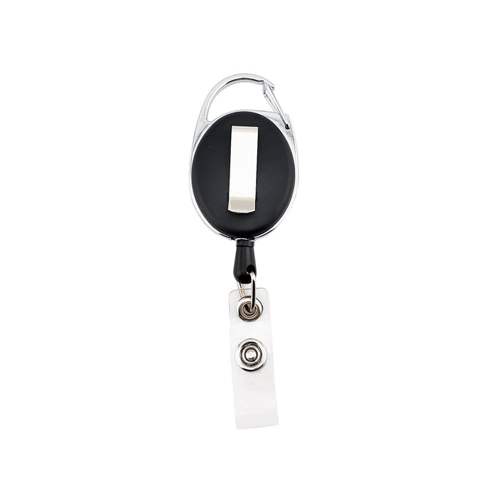 Premium Retractable ID Badge Holder - Black Back