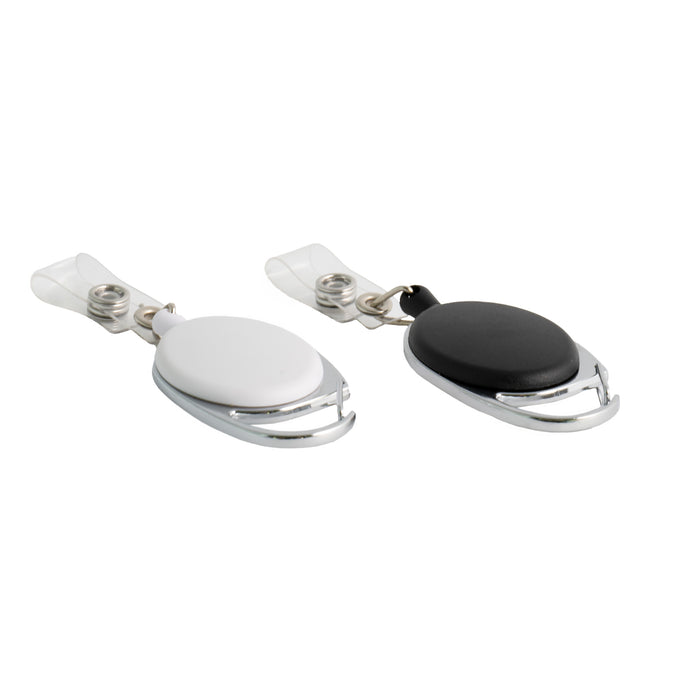 Premium Retractable ID Badge Holder - White and Black
