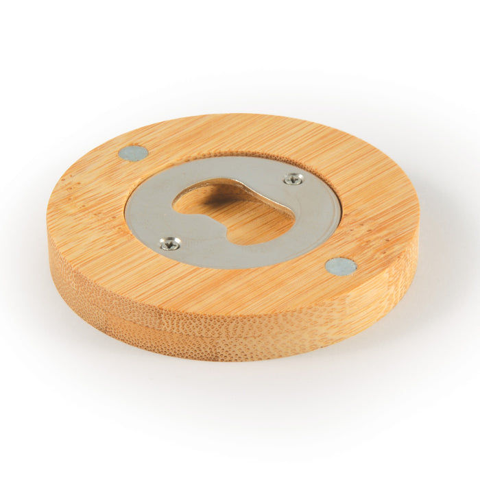 Discus Bamboo Bottle Opener Coaster - Custom Promotional Product