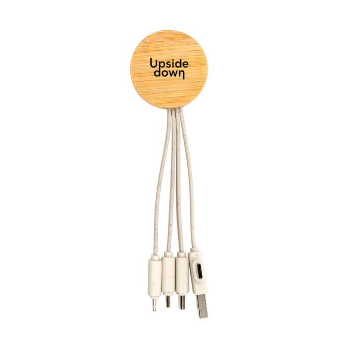 Sprite Round Bamboo Charging Cable - Custom Promotional Product