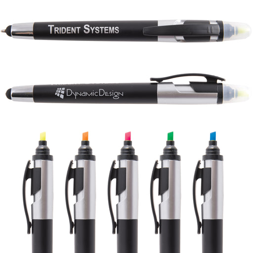 Trident Pen / Stylus Highlighter - Custom Promotional Product