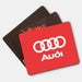 Fabric Mouse Mat (225mm x 185mm) - A set of three mouse mats in various colours, including a red one with a logo and two in darker tones.
