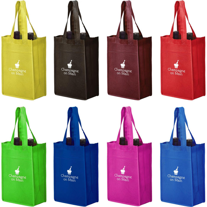 Non-Woven Polypropylene 4-Bottle Wine Tote Bag - Custom Promotional Product