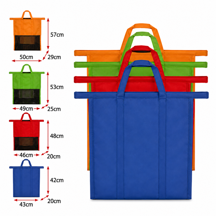 4PCS Reusable Grocery Shopping Cart Trolley Bags