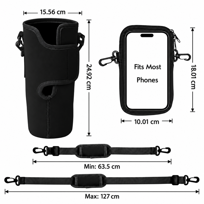 40 oz (1,180ml) Tumbler Carrier Bag with Detachable Phone Pouch